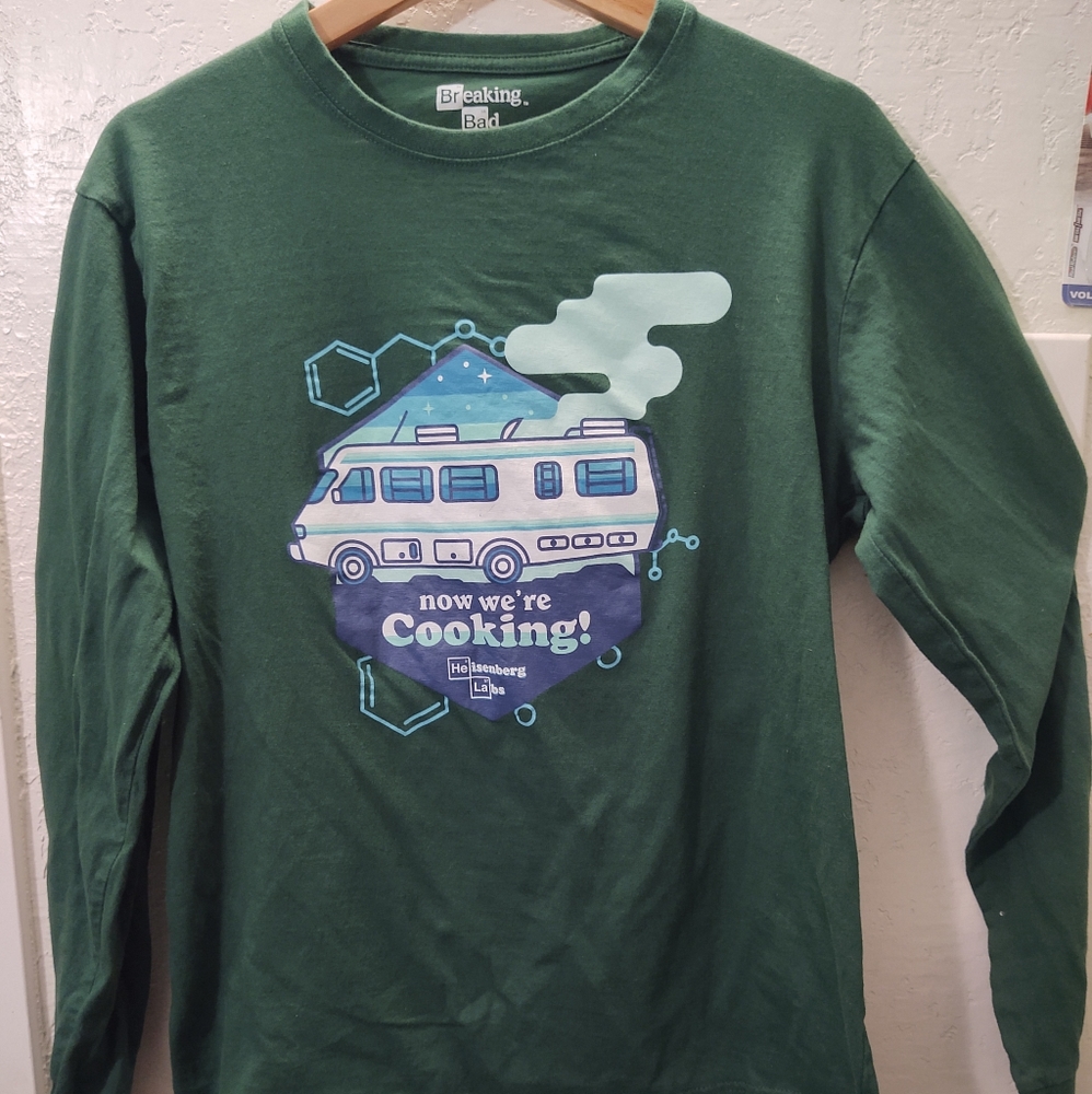 Mens Breaking Bad Shirt Longsleeve Tee Size XL Green Heisenberg T-Shirt